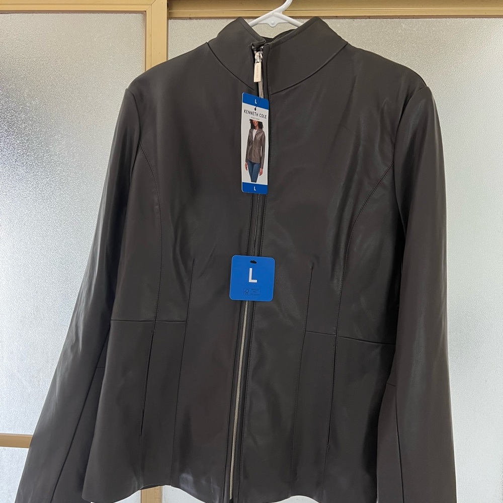 Kenneth Cole Charcoal Leather Jacket